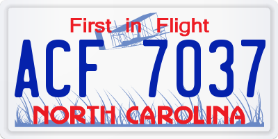 NC license plate ACF7037