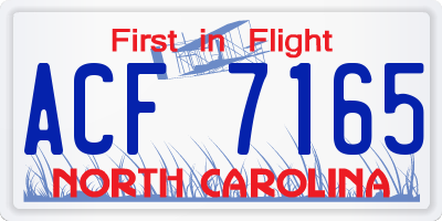 NC license plate ACF7165