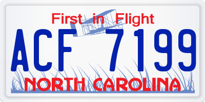 NC license plate ACF7199