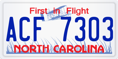 NC license plate ACF7303
