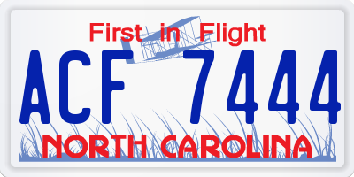 NC license plate ACF7444