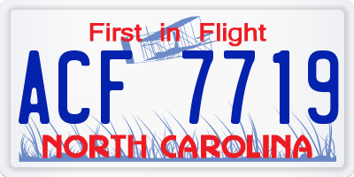 NC license plate ACF7719