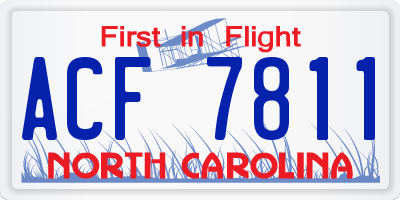 NC license plate ACF7811