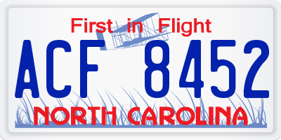 NC license plate ACF8452