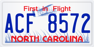 NC license plate ACF8572