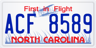 NC license plate ACF8589