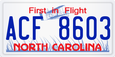 NC license plate ACF8603