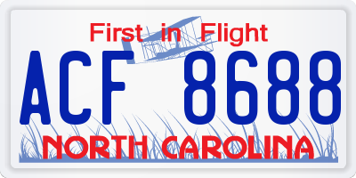 NC license plate ACF8688