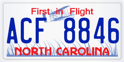 NC license plate ACF8846