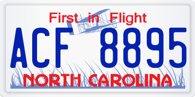 NC license plate ACF8895