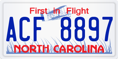 NC license plate ACF8897