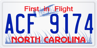 NC license plate ACF9174