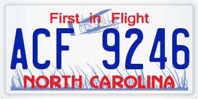NC license plate ACF9246