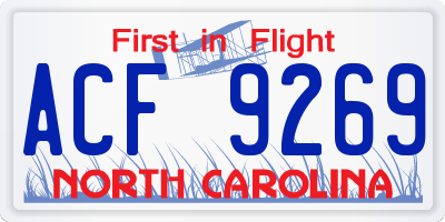NC license plate ACF9269