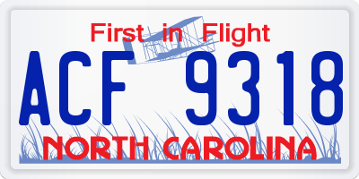 NC license plate ACF9318
