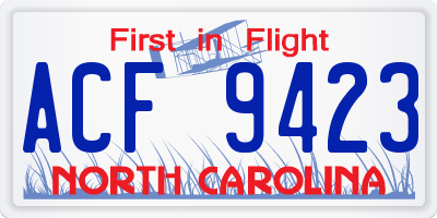 NC license plate ACF9423