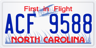 NC license plate ACF9588