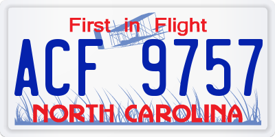 NC license plate ACF9757