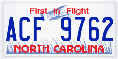 NC license plate ACF9762