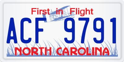 NC license plate ACF9791