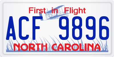 NC license plate ACF9896