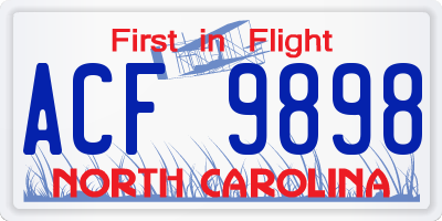 NC license plate ACF9898