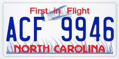 NC license plate ACF9946