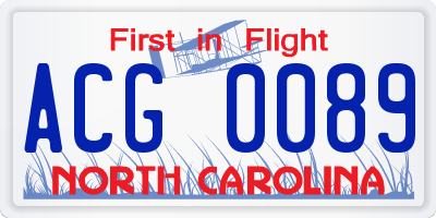 NC license plate ACG0089