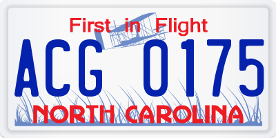 NC license plate ACG0175