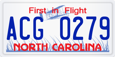 NC license plate ACG0279