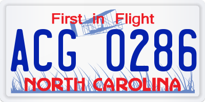 NC license plate ACG0286