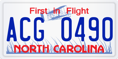 NC license plate ACG0490