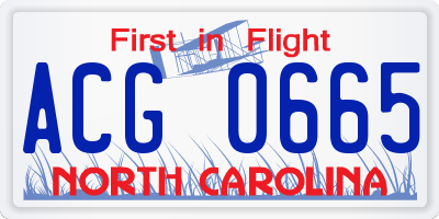 NC license plate ACG0665