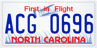 NC license plate ACG0696