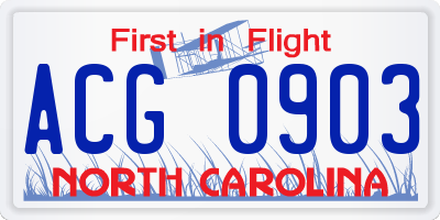 NC license plate ACG0903