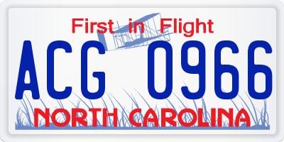 NC license plate ACG0966