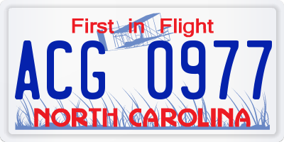 NC license plate ACG0977