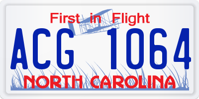 NC license plate ACG1064