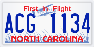 NC license plate ACG1134