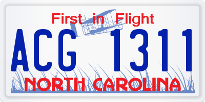 NC license plate ACG1311
