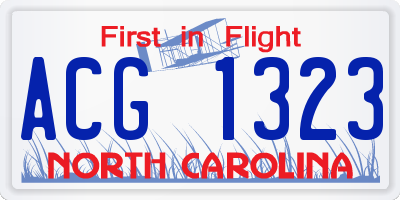 NC license plate ACG1323