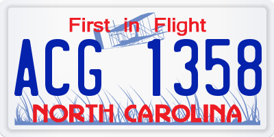 NC license plate ACG1358