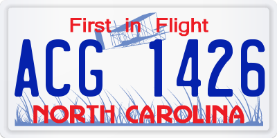 NC license plate ACG1426