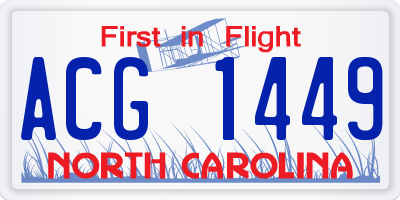 NC license plate ACG1449