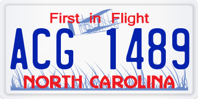 NC license plate ACG1489