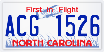 NC license plate ACG1526
