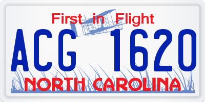 NC license plate ACG1620
