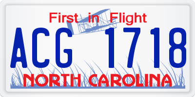 NC license plate ACG1718