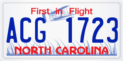 NC license plate ACG1723