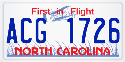 NC license plate ACG1726